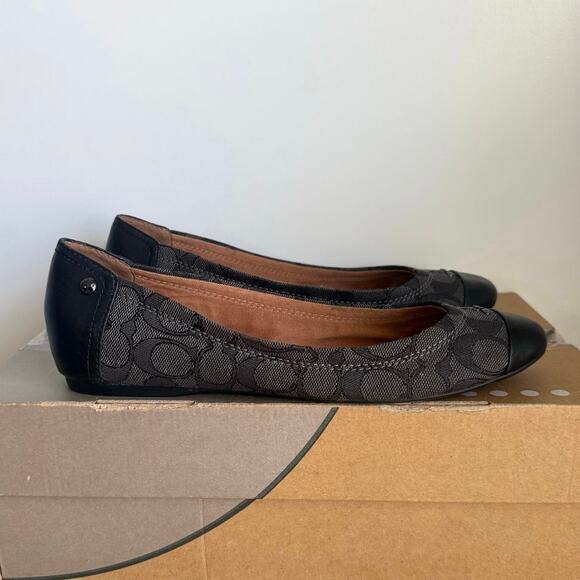 Coach Chelsea Canvas Black Slip On Women Ballet Flats Loafers- SZ 8.5 - Picture 3 of 10